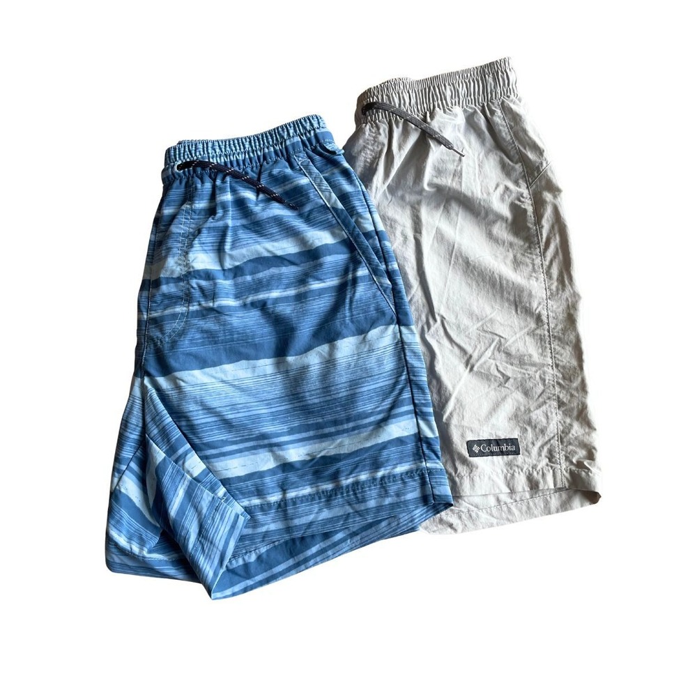 Columbia Mens Small Water Shorts Lot of 2 Swim Trunks Blue Gray Mesh Lined